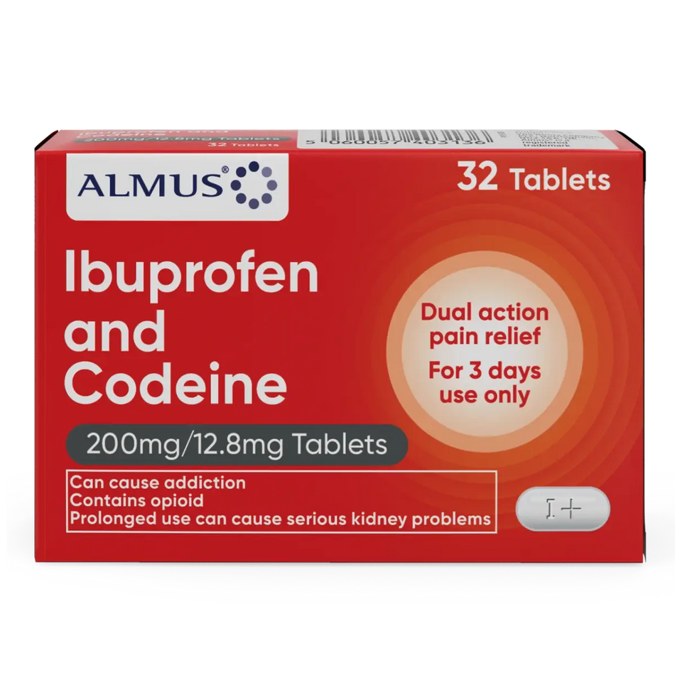 Almus Ibuprofen and Codeine 200mg/12.8mg Tablets - 32 Tablets