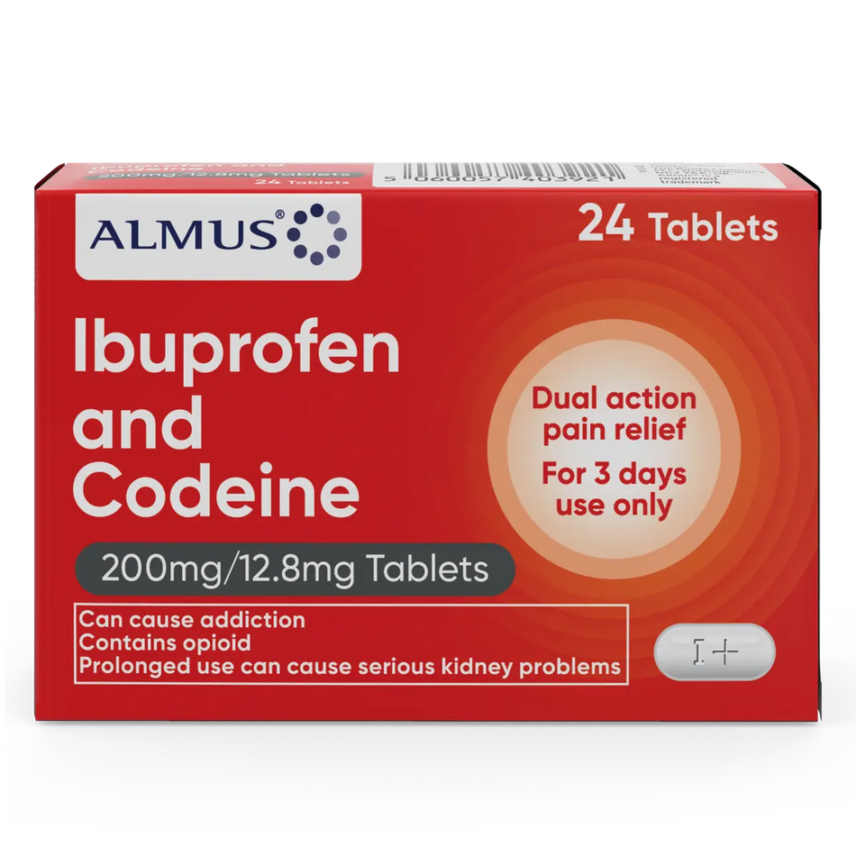 Almus Ibuprofen and Codeine 200mg/12.8mg Tablets - 24 Tablets