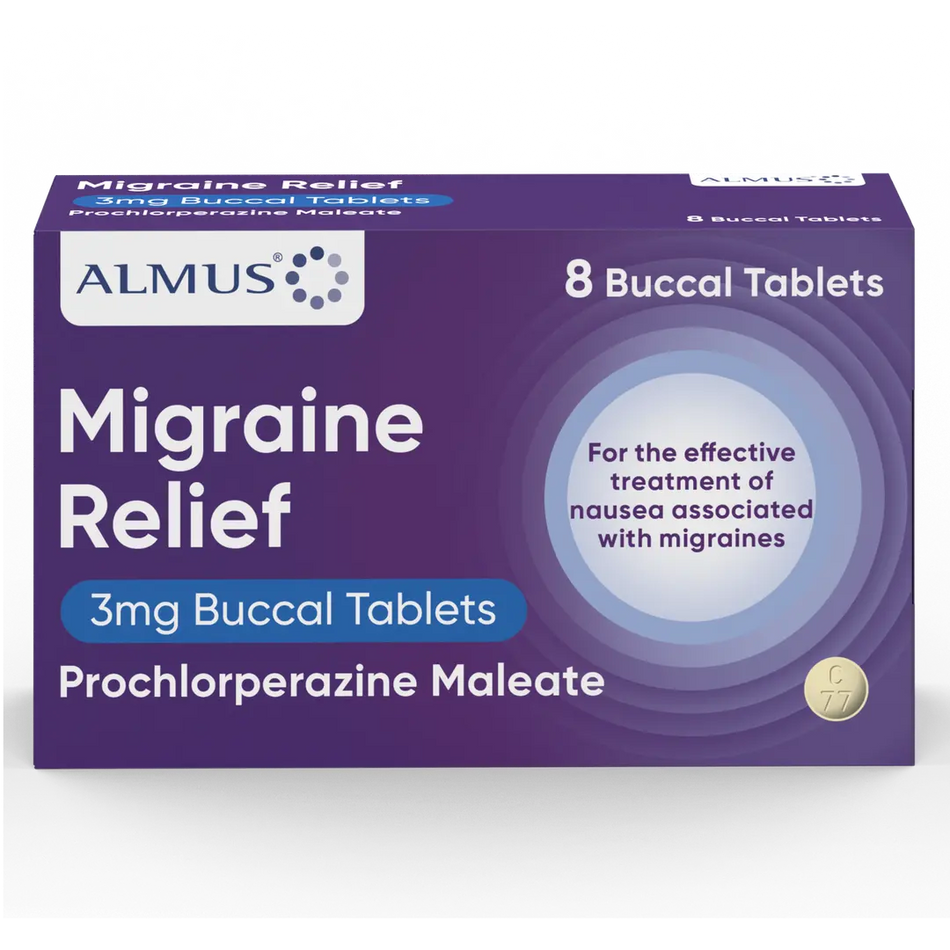 Almus Migraine Relief Prochlorperazine 3mg Buccal Tablets - 8 Tablets