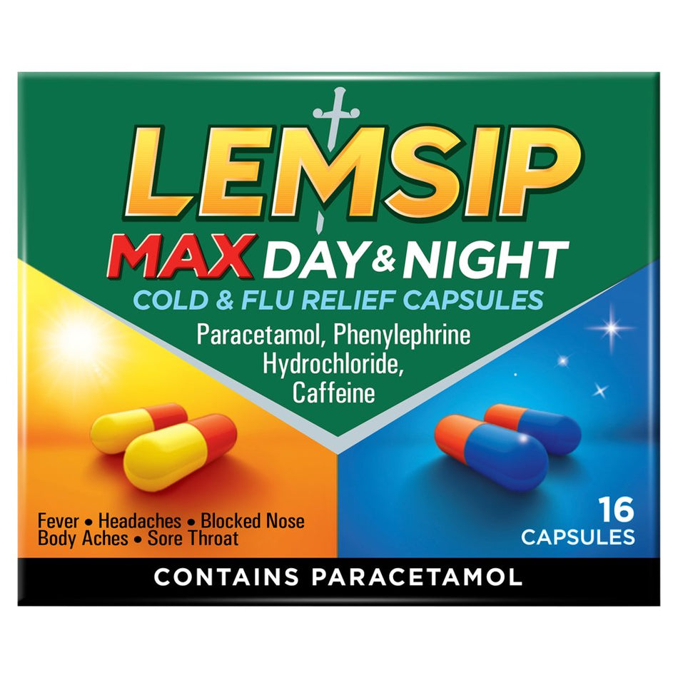 Lemsip Max Day & Night Cold & Flu Relief Capsules - 16 Capsules