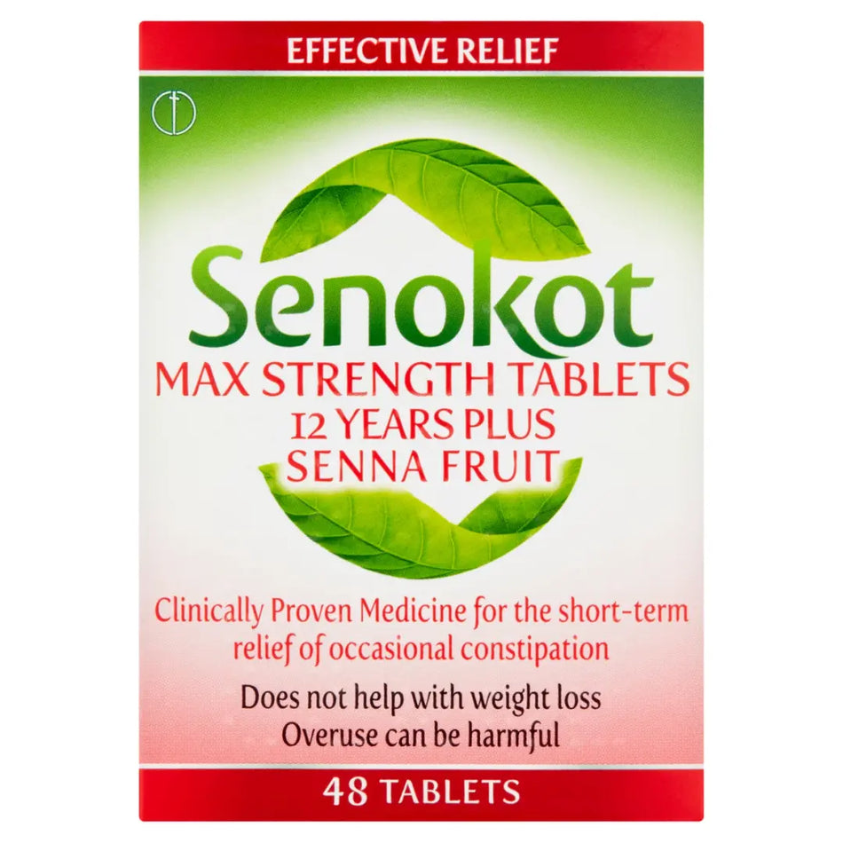 Senokot Max Strength Senna 15mg Tablets 12 Years Plus - 48 Tablets