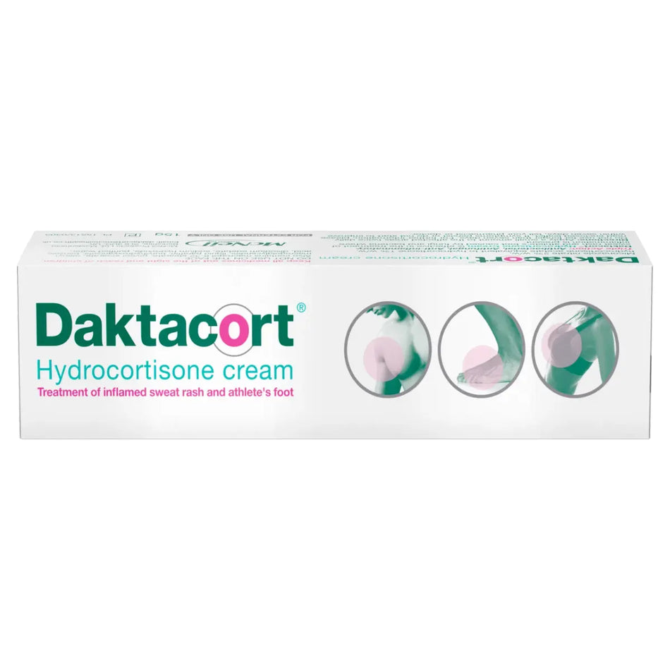 Daktacort Hydrocortisone Cream Miconazole 2% & Hydrocortisone 1% for Inflamed Athlete's Foot & Sweat Rash - 15g
