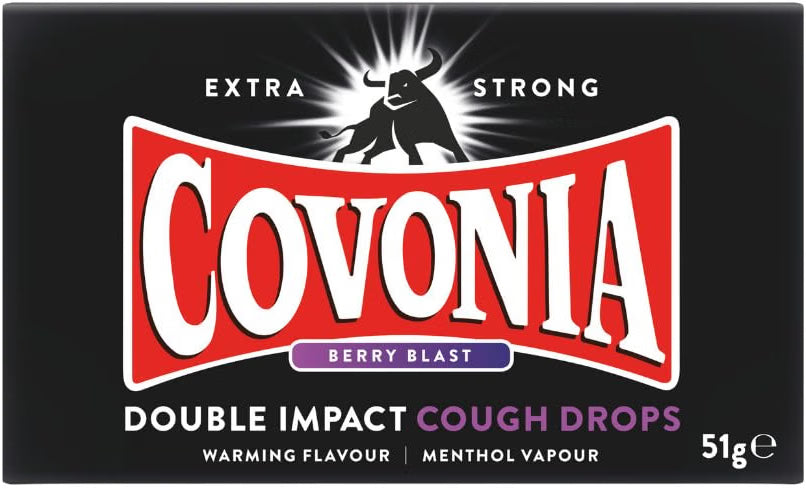 Covonia Double Impact Cough Drops Berry Blast Extra Strong - 51g