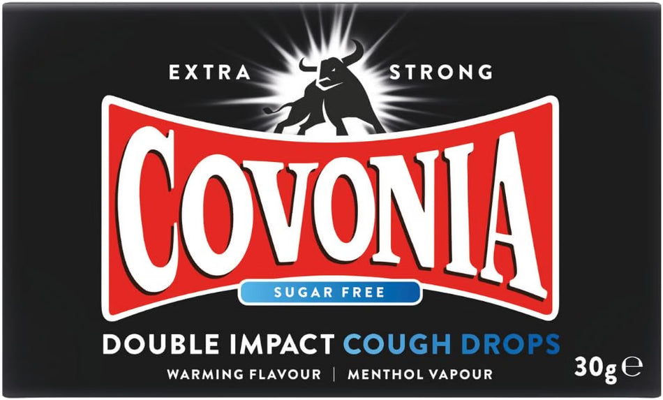 Covonia Double Impact Cough Drops Sugar Free Extra Strong - 30g