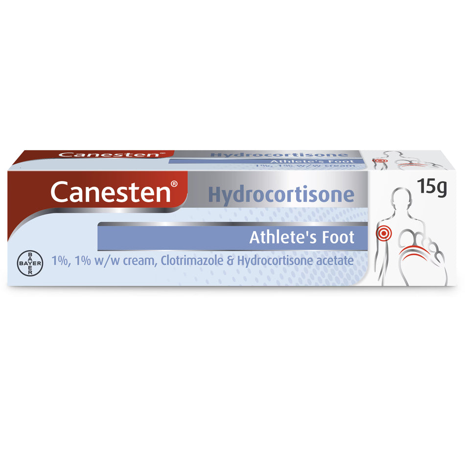 Canesten Hydrocortisone Athlete's Foot Cream Clotrimazole 1% & Hydrocortisone 1% - 15g