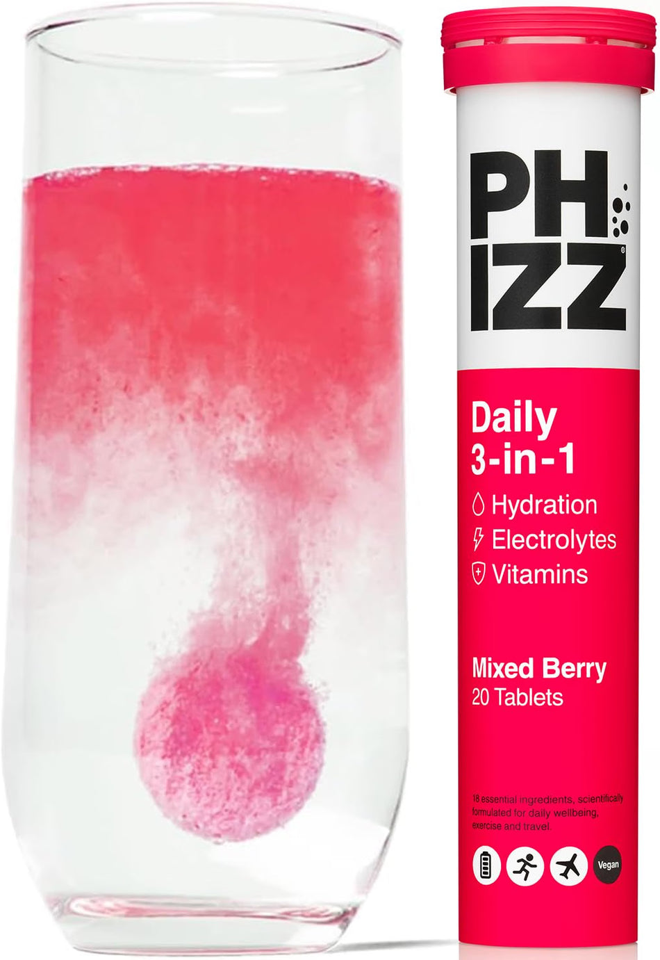 Phizz Daily 3-in-1 Hydration, Electrolyte & Vitamin Tablets Mixed Berry - 20 Tablets
