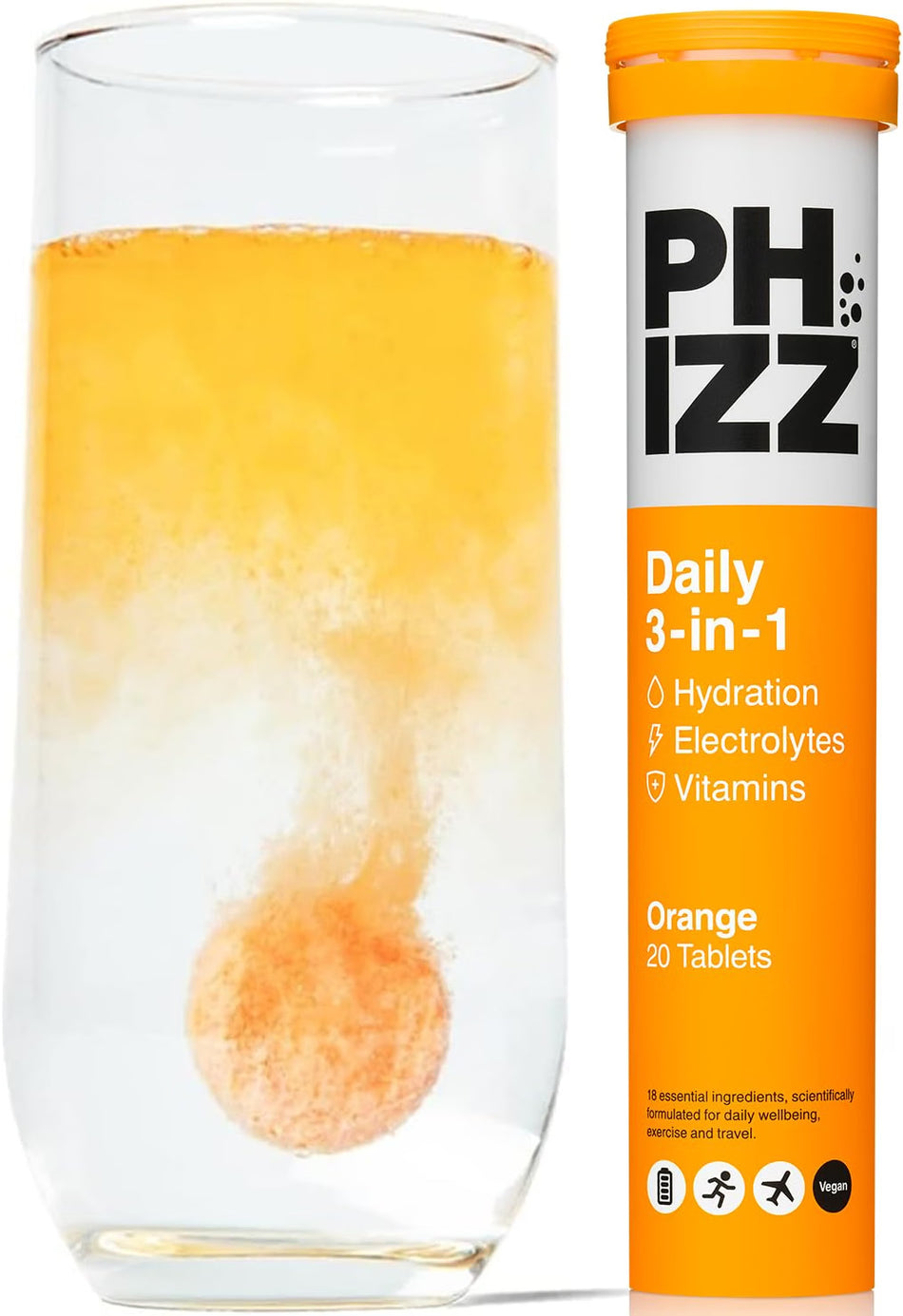 Phizz Daily 3-in-1 Hydration, Electrolyte & Vitamin Tablets Orange - 20 Tablets