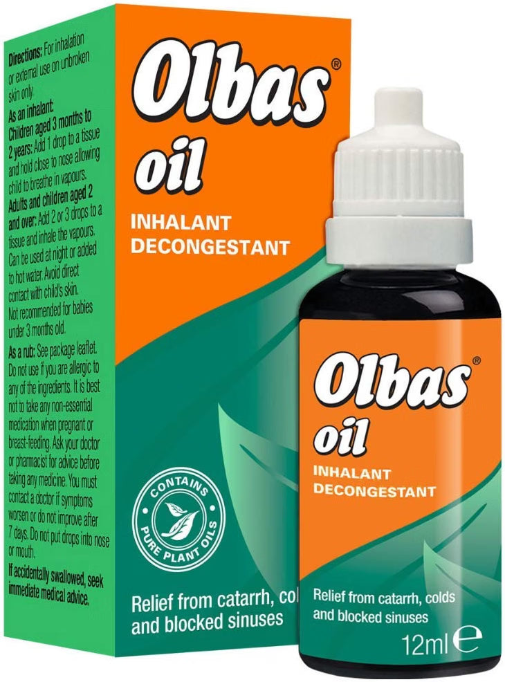 Olbas Oil Inhalant Decongestant for Blocked Nose & Catarrh - 12ml