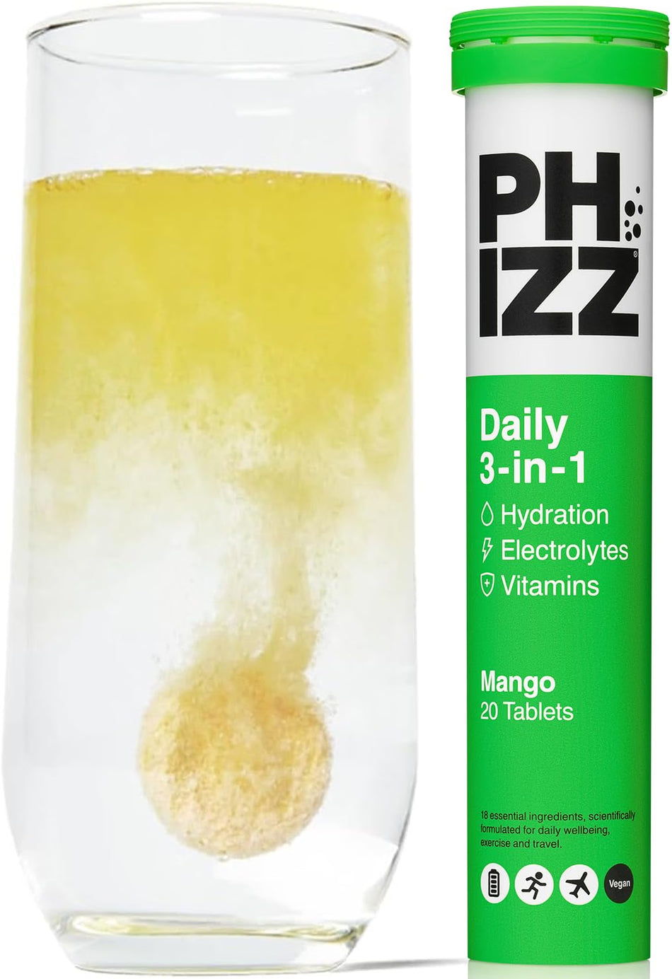 Phizz Daily 3-in-1 Hydration, Electrolyte & Vitamin Tablets Mango - 20 Tablets