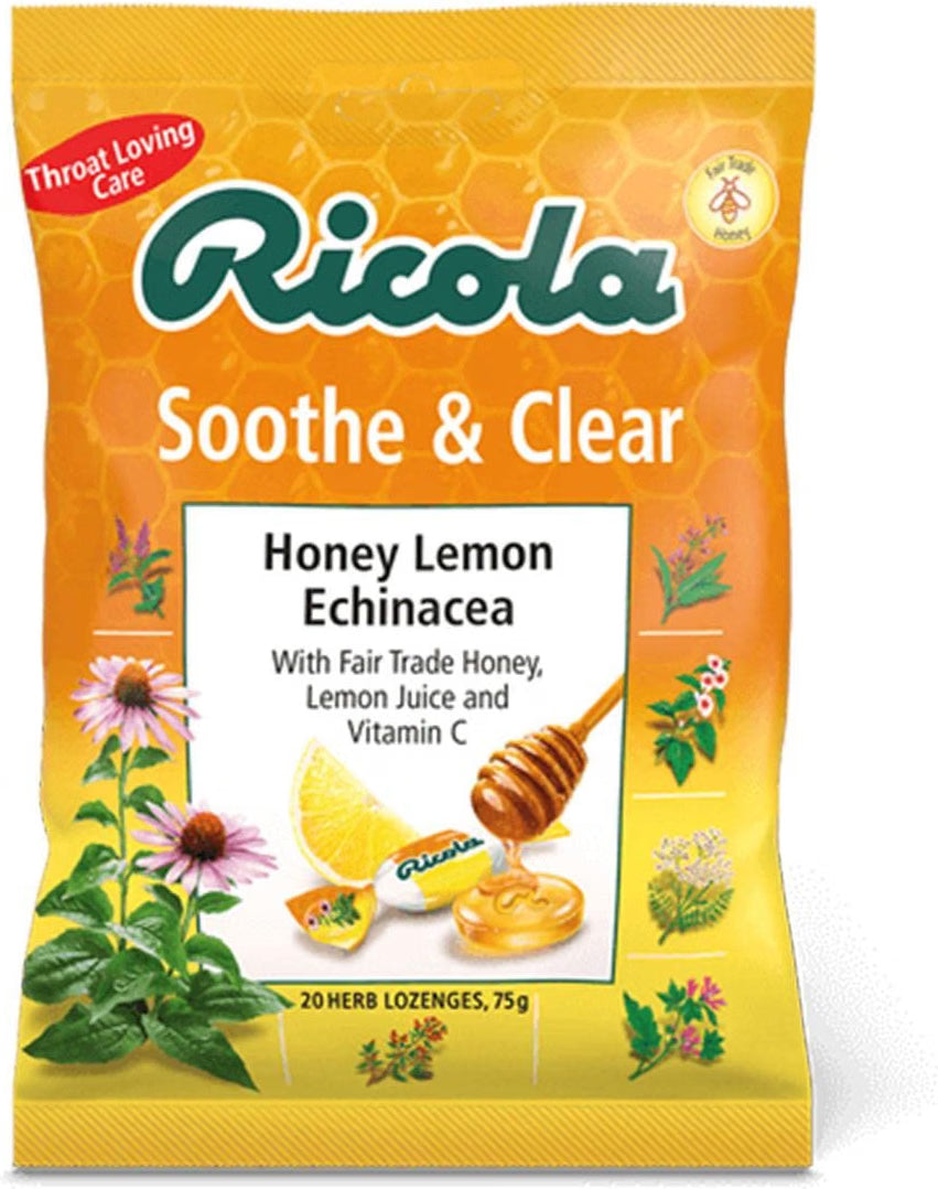 Ricola Soothe & Clear Honey Lemon Echinacea Herb Lozenges - 75g