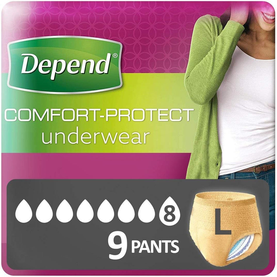 Depend Comfort-Protect Underwear Female Large - 9 Pants