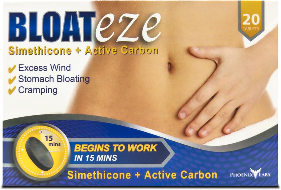 Bloateze Simeticone & Activated Charcoal Tablets - 20 Tablets