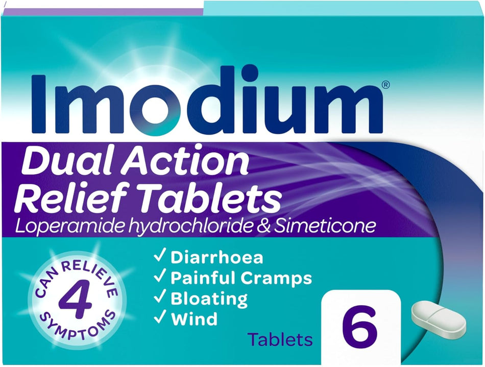 Imodium Dual Action Tablets - 6 Tablets