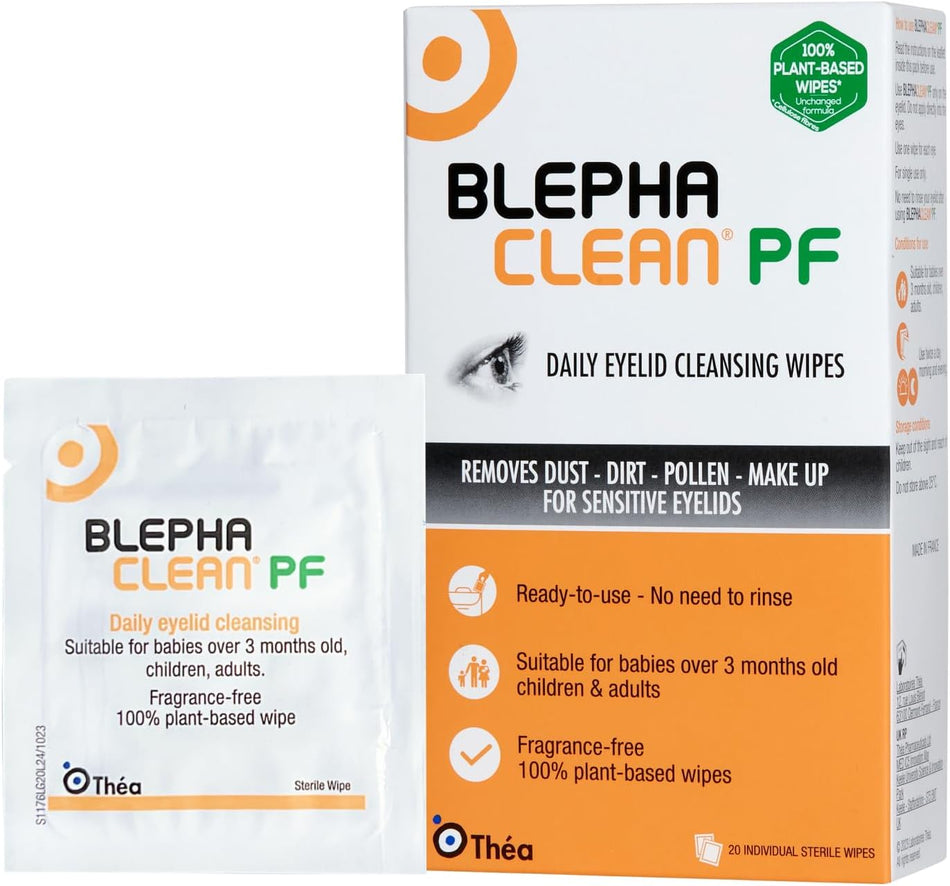 Blephaclean PF Daily Eyelid Cleansing Wipes - 20 Sterile Wipes