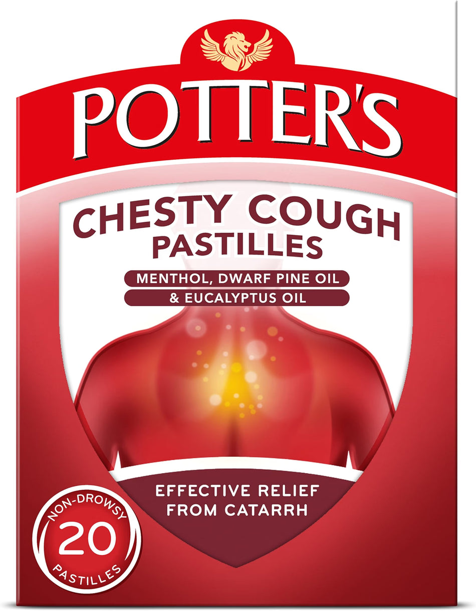 Potter's Chesty Cough Pastilles Menthol, Pine & Eucalyptus - 20 Pastilles