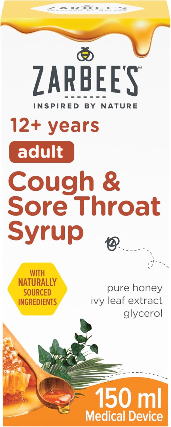 Zarbee's Adult Cough & Sore Throat Syrup with Honey & Ivy Leaf - 150ml
