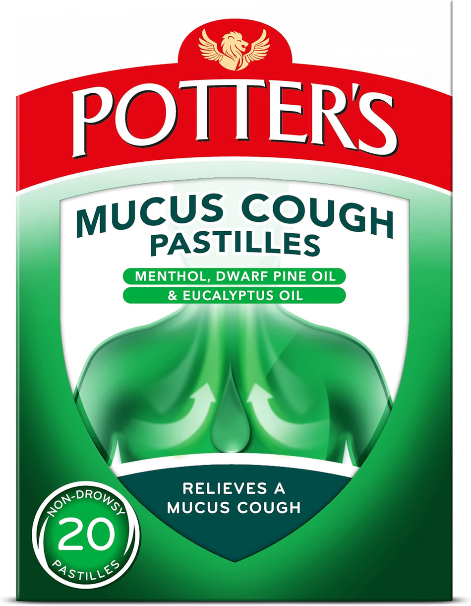 Potter's Mucus Cough Pastilles Menthol, Pine & Eucalyptus - 20 Pastilles