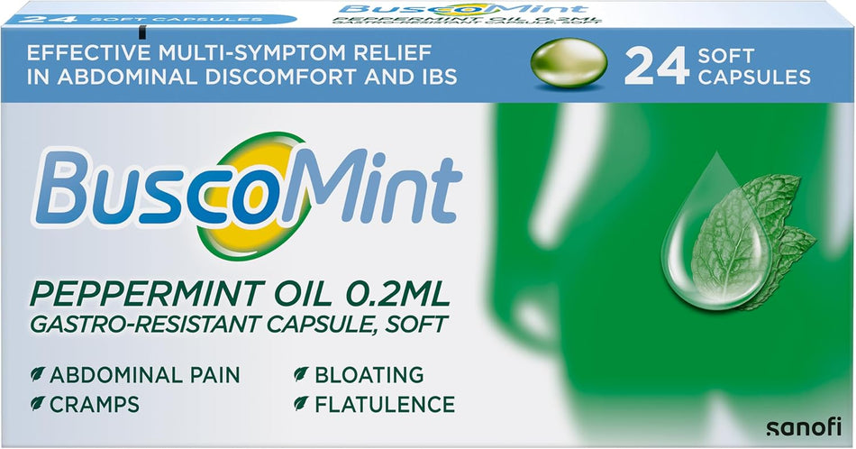 BuscoMint Peppermint Oil 0.2ml IBS Relief - 24 Capsules