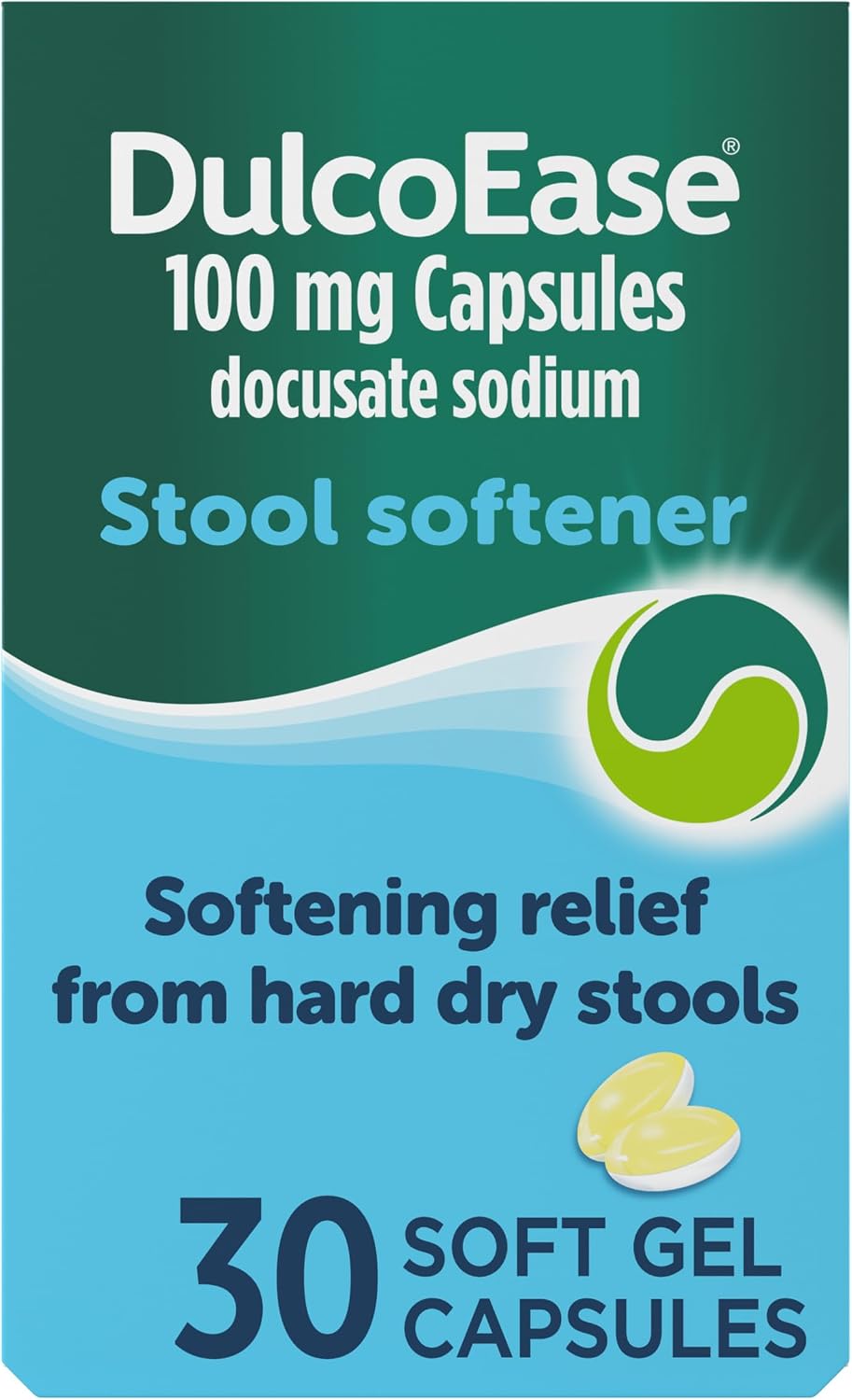 DulcoEase 100mg Stool Softener - 30 Capsules
