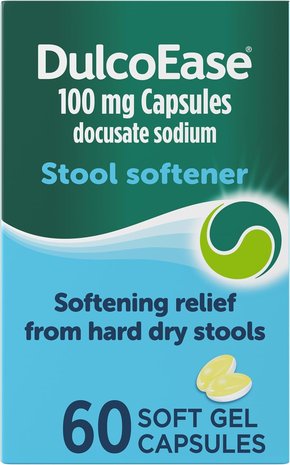 DulcoEase 100mg Stool Softener - 60 Capsules