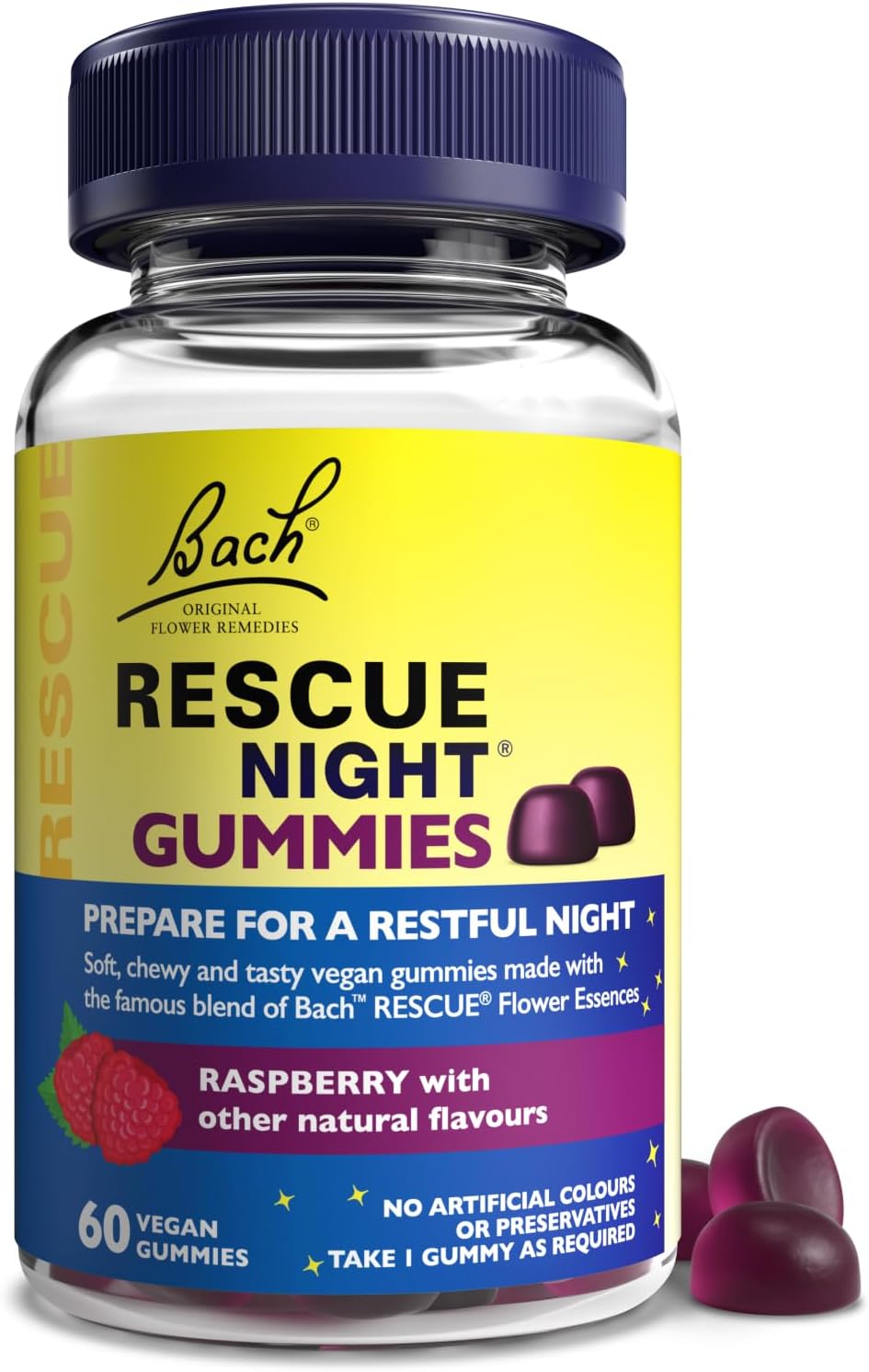 Rescue Night Vegan Gummies Raspberry - 60 Gummies