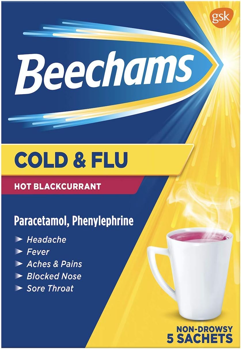 Beechams Cold & Flu Hot Blackcurrant - 5 Sachets