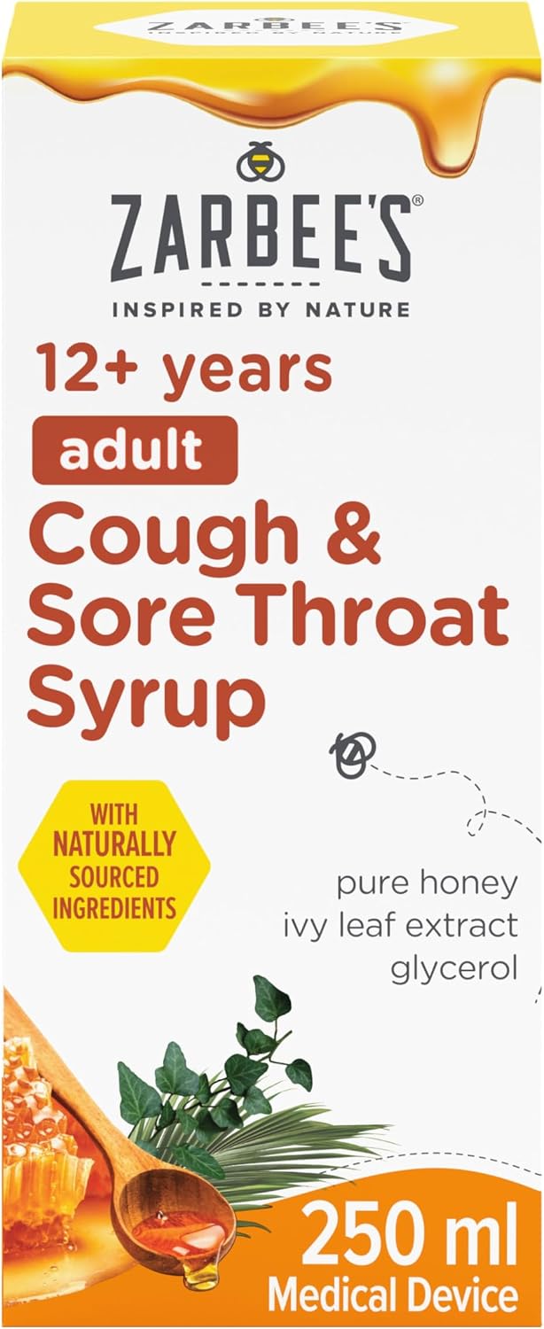 Zarbee's Adult Cough & Sore Throat Syrup with Honey & Ivy Leaf - 250ml