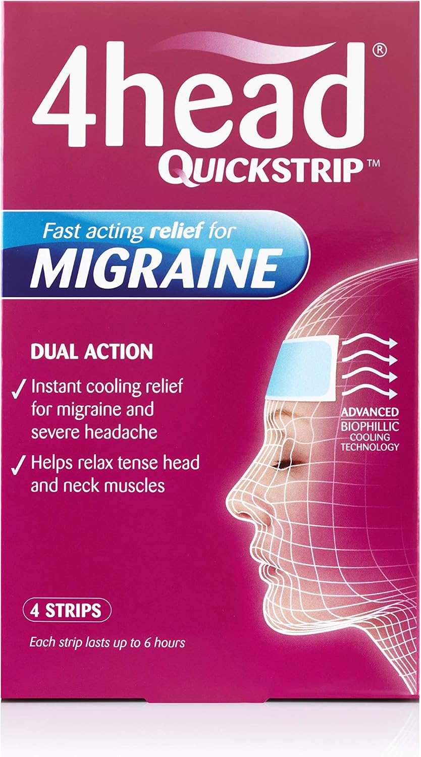 4Head QuickStrips Headache & Migraine Cooling Strips - 4 Strips