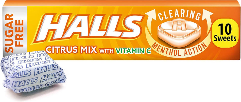Halls Sugar Free Citrus Mix with Vitamin C - 10 Sweets
