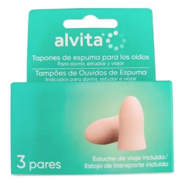 Alvita Foam Ear Plugs with Travel Case - 3 Pairs