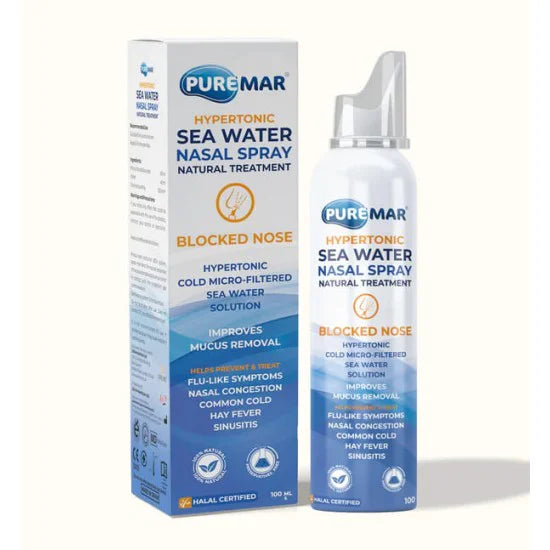Puremar Hypertonic Sea Water Nasal Spray for Blocked Nose - 100ml