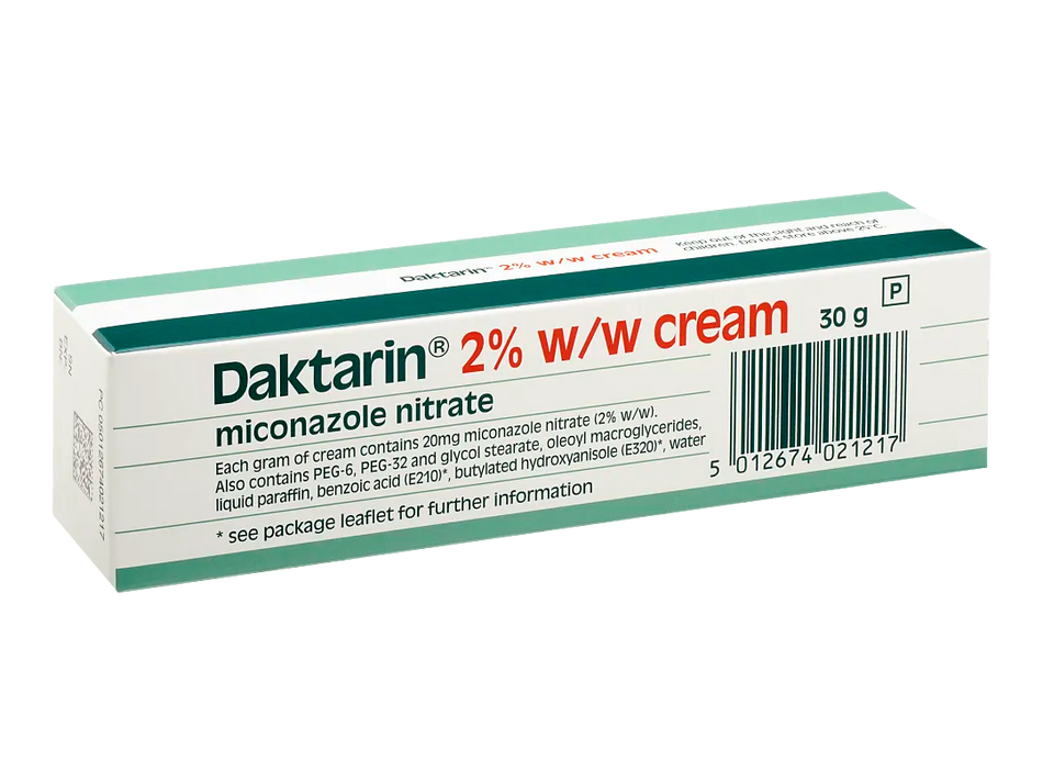 Daktarin 2% Cream Miconazole for Fungal & Bacterial Skin Infections - 30g