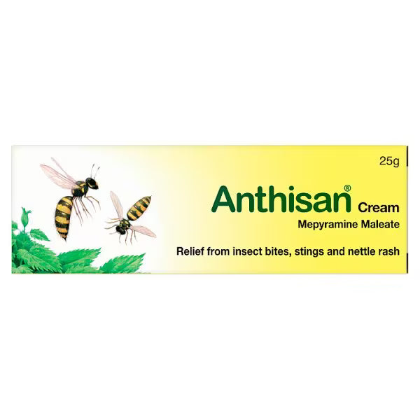 Anthisan Cream Mepyramine 2% for Insect Bites, Stings & Nettle Rash - 25g