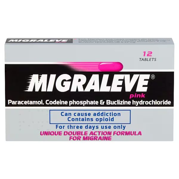 Migraleve Pink Paracetamol, Codeine & Buclizine Tablets - 12 Tablets
