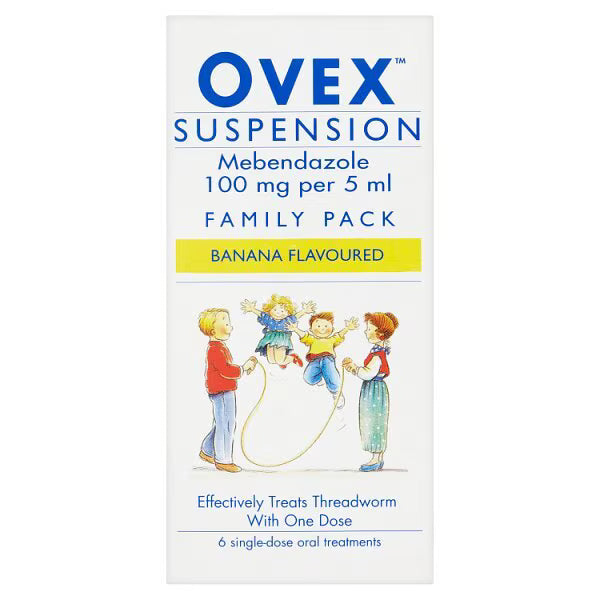 Ovex Suspension Banana Mebendazole 100mg/5ml Family Pack - 30ml