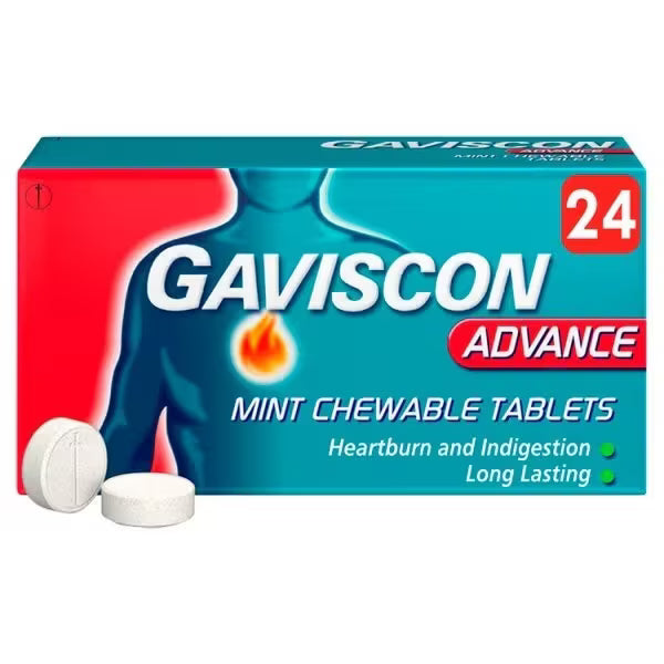 Gaviscon Advance Mint Chewable Tablets - 24 Tablets