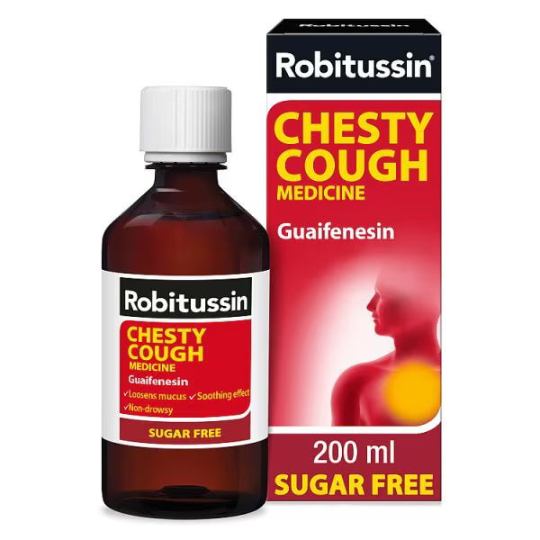 Robitussin Chesty Cough Medicine Guaifenesin Sugar Free - 200ml