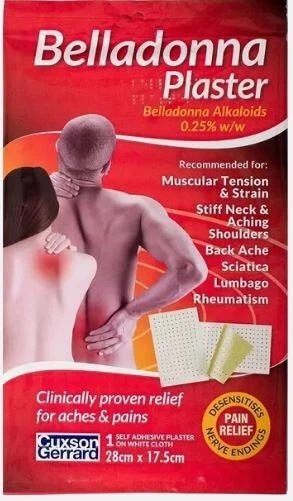 Cuxson Gerrard Belladonna Plaster BP for Muscular Aches & Back Pain - Large 28cm x 17.5cm