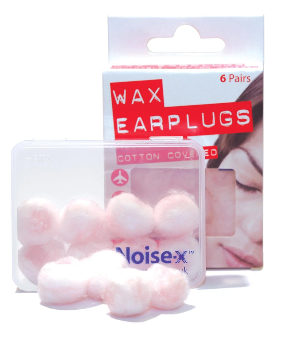 Noise-X Wax Ear Plugs Cotton Covered - 6 Pairs
