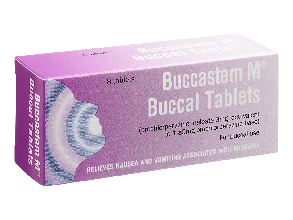 Buccastem M Prochlorperazine 3mg Buccal Tablets for Migraine Nausea - 8 Tablets