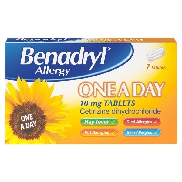 Benadryl Allergy One A Day Cetirizine 10mg Tablets - 7 Tablets